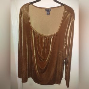 Gold velveteen sleeve shirt by Vanezia Jeans (VJ) Size 22/24